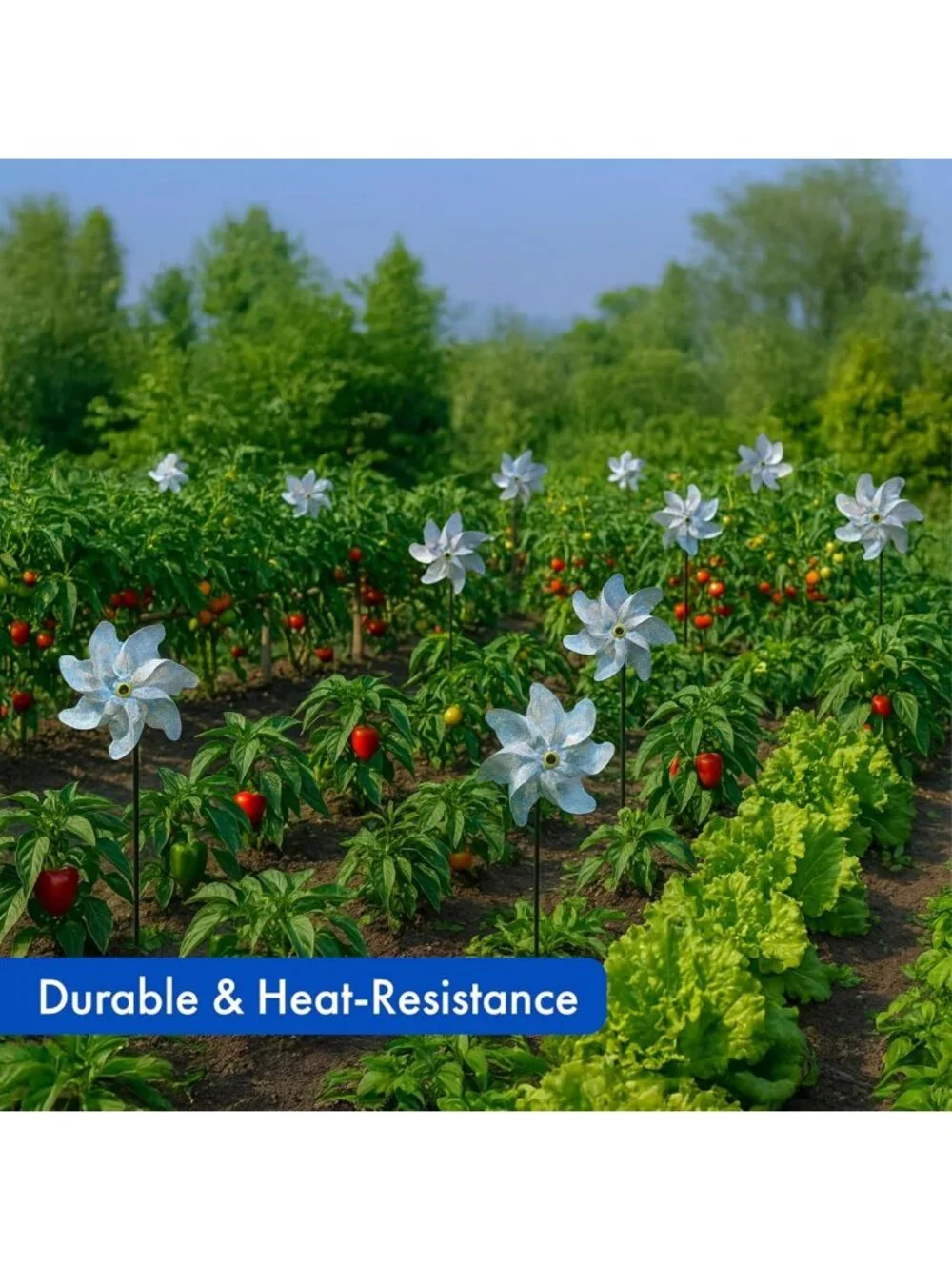 8-Pack Reflective Bird Deterrents - Holographic Windmills for Garden & Yard